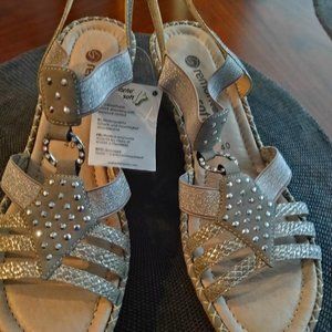 REMONTE Ursula Pewter & bling wedge Sandals size 40 EU